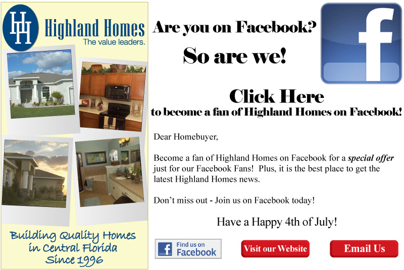 Highland Homes Facebook Incentive