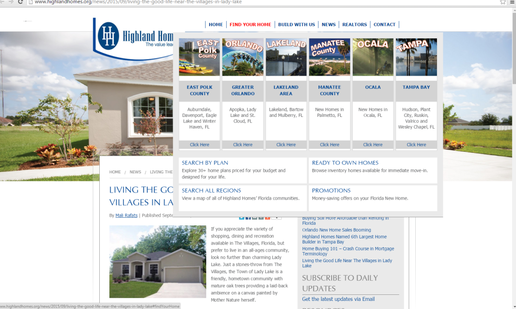 website redesign of Highland Homes allows for a more responsive design, optimization and user-friendliness