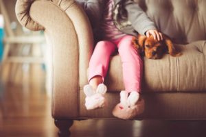 kid and dog