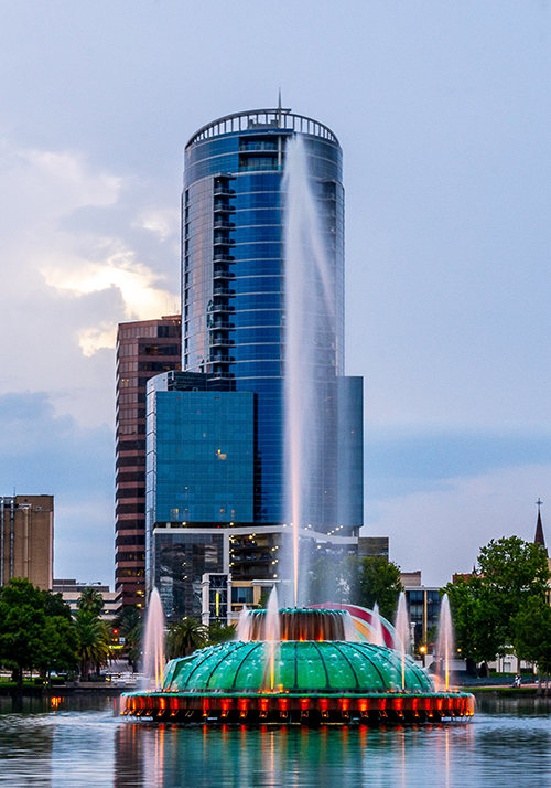 Lake Eola Fountain in Orlando, FL one of the best places to live in Florida