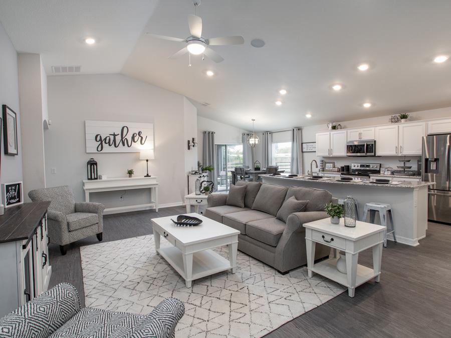 Gathering room in the Raychel model home in St. Cloud, FL