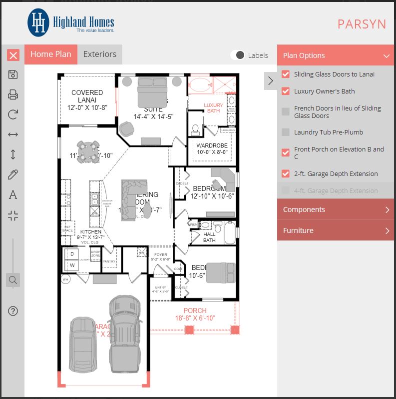 Design your customized home with Highland Homes' interactive floor plans