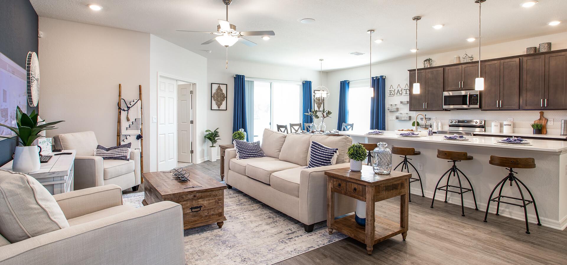 Gathering room in the Serendipity model home in Davenport, FL