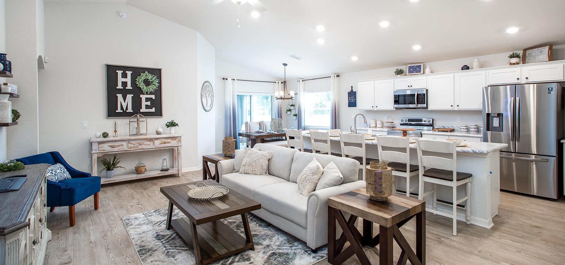 Gathering room in the new model home in Eagle Lake, FL