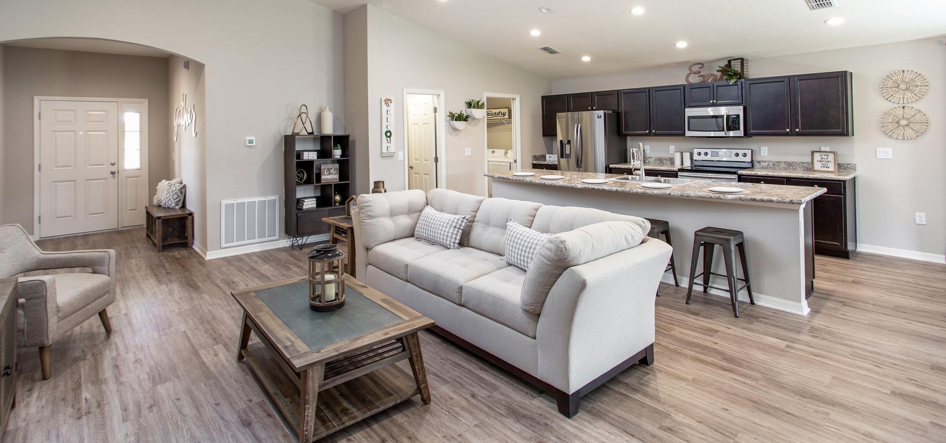 Welcoming and open living area in the Raychel, a new home plan by Highland Homes