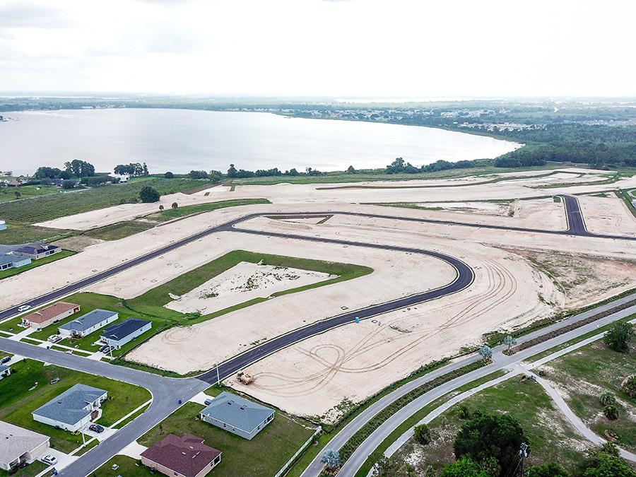 Aerial view of the beautiful setting of new homes for sale in Lake Alfred, FL at The Lakes
