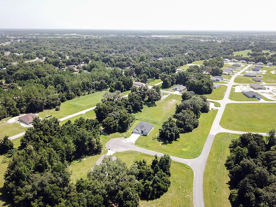 Aerial view of home sites at Summercrest in Ocala