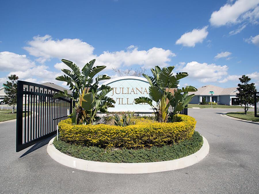 Gated entrance at Juliana Village, Auburndale